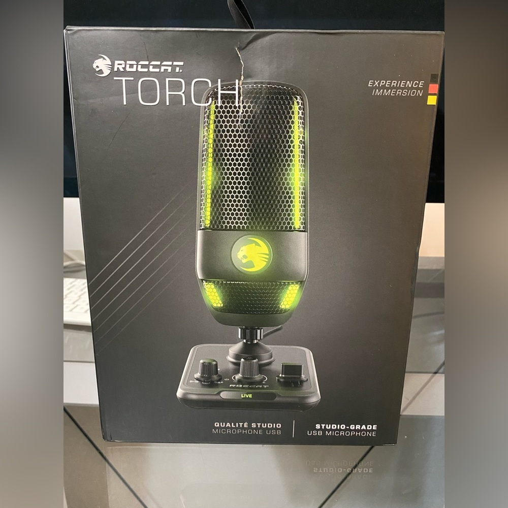 ROCCAT Torch USB Microphone Studio-Grade Audio PC Computer Gaming Wired, Black